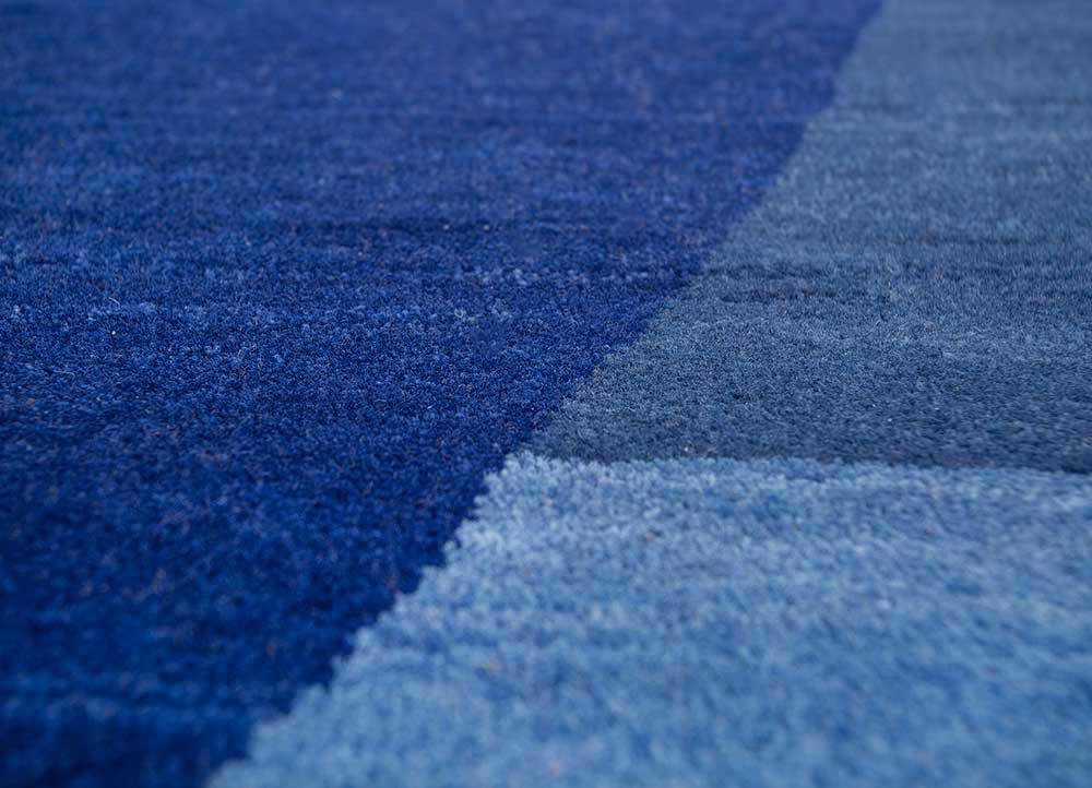 brahmaand blue wool hand knotted Rug - CloseUp