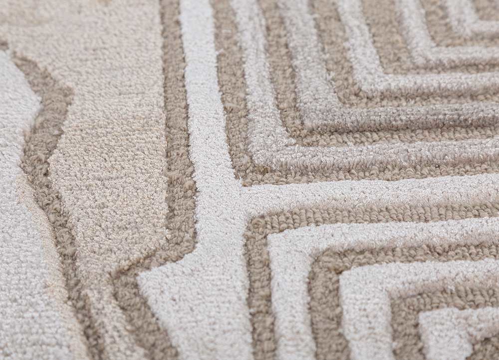 come around ivory wool and viscose hand tufted Rug - CloseUp