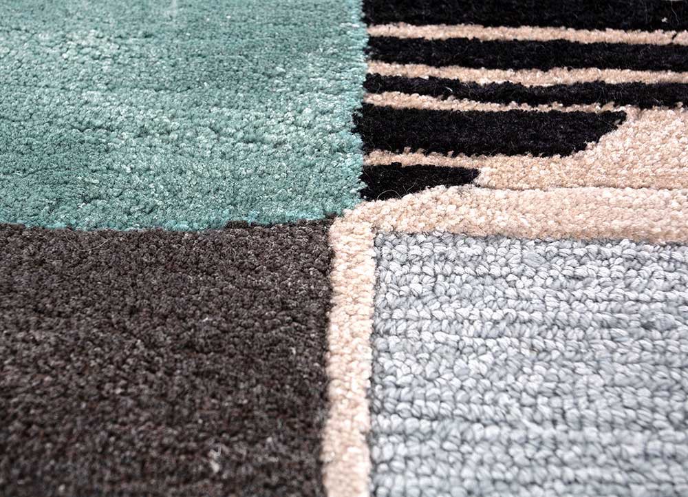 come around blue wool and viscose hand tufted Rug - CloseUp