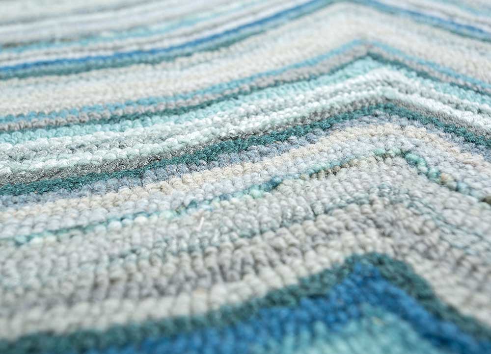 come around blue wool and viscose hand tufted Rug - CloseUp