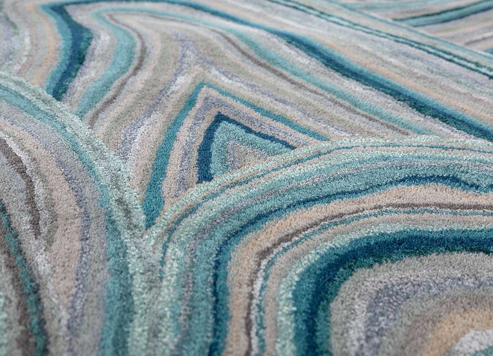come around blue wool and viscose hand tufted Rug - CloseUp
