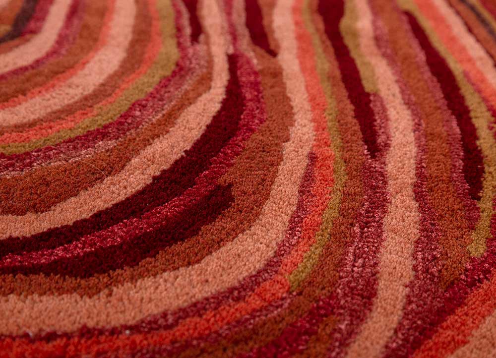 come around red and orange wool and viscose hand tufted Rug - CloseUp