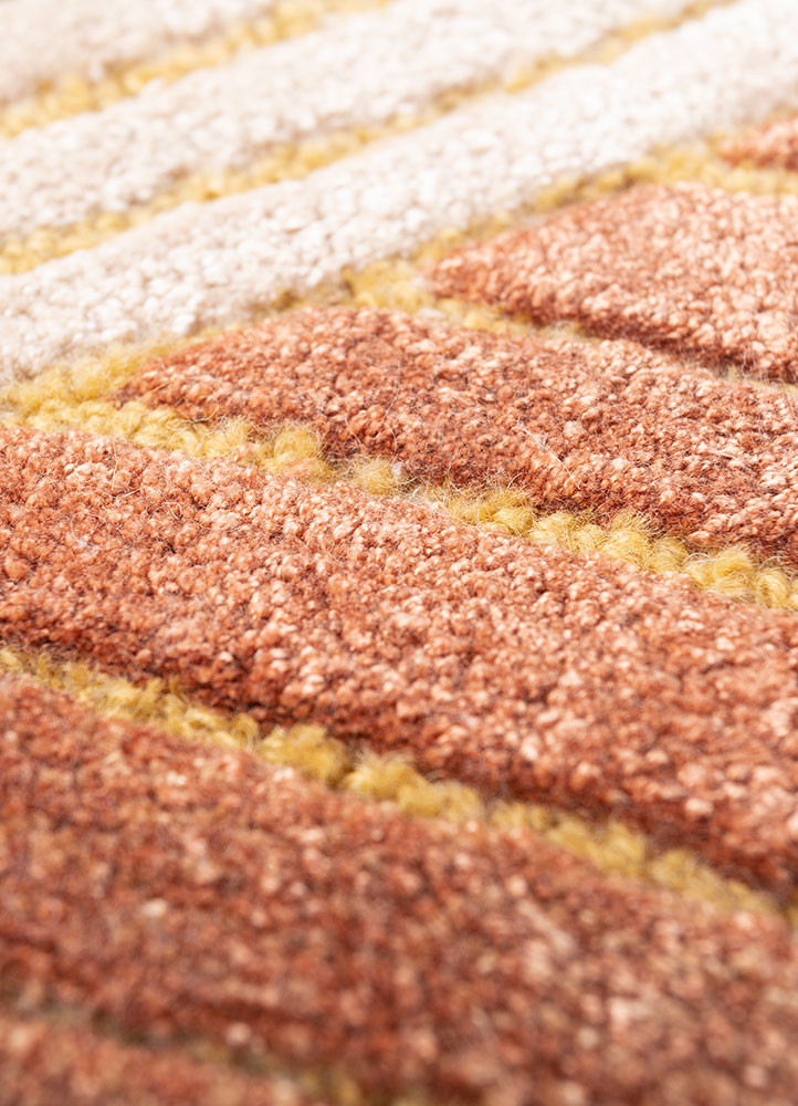 lucid red and orange wool and viscose hand tufted Rug - CloseUp