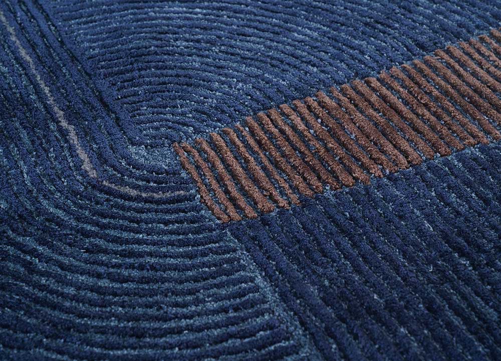 come around blue wool and viscose hand tufted Rug - CloseUp