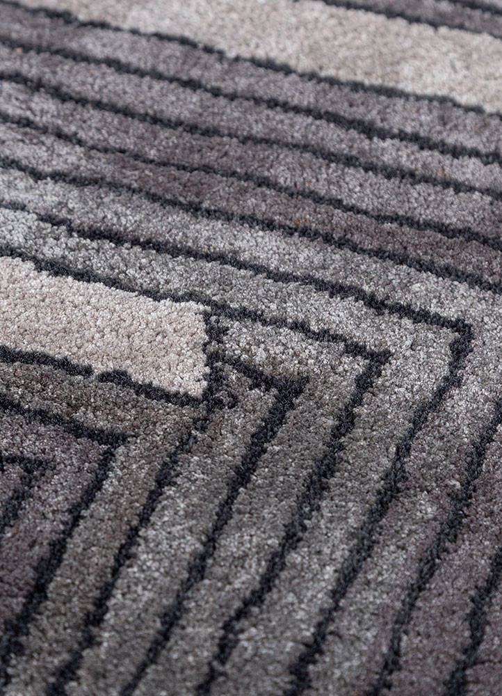 archetype grey and black wool and viscose hand tufted Rug - CloseUp archetype grey and black wool and viscose hand tufted Rug - CloseUp