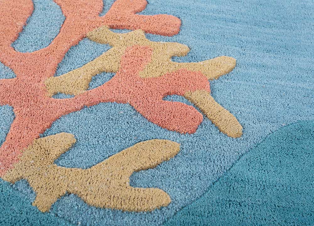 confetti blue wool hand tufted Rug - CloseUp confetti blue wool hand tufted Rug - CloseUp