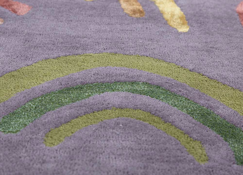 confetti pink and purple wool and viscose hand tufted Rug - CloseUp