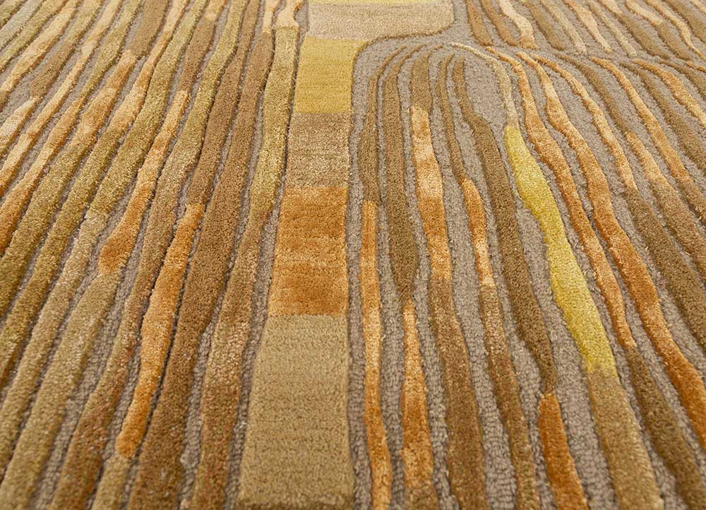 lucid beige and brown wool and viscose hand tufted Rug - CloseUp