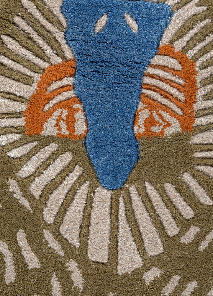 wild wanderlust green wool and viscose hand tufted Rug - CloseUp