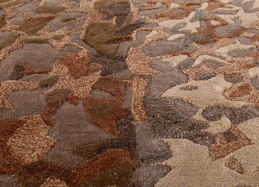 lucid red and orange wool and viscose hand tufted Rug - CloseUp