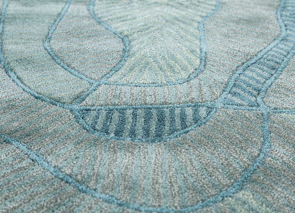 adrift blue wool and viscose hand tufted Rug - CloseUp