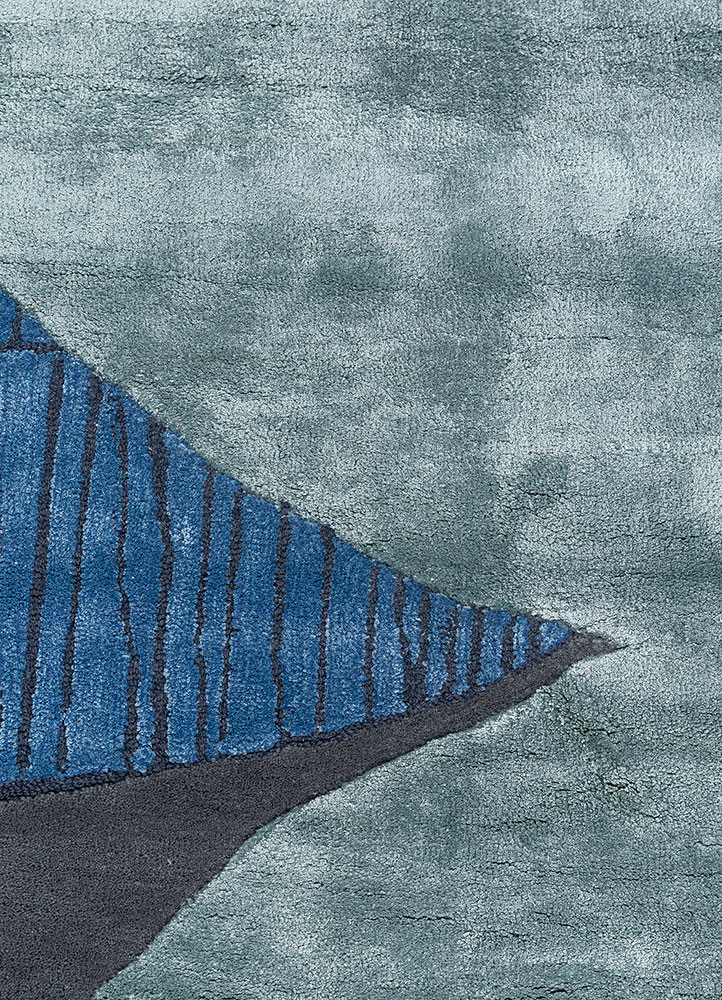 adrift blue wool and viscose hand tufted Rug - CloseUp adrift blue wool and viscose hand tufted Rug - CloseUp