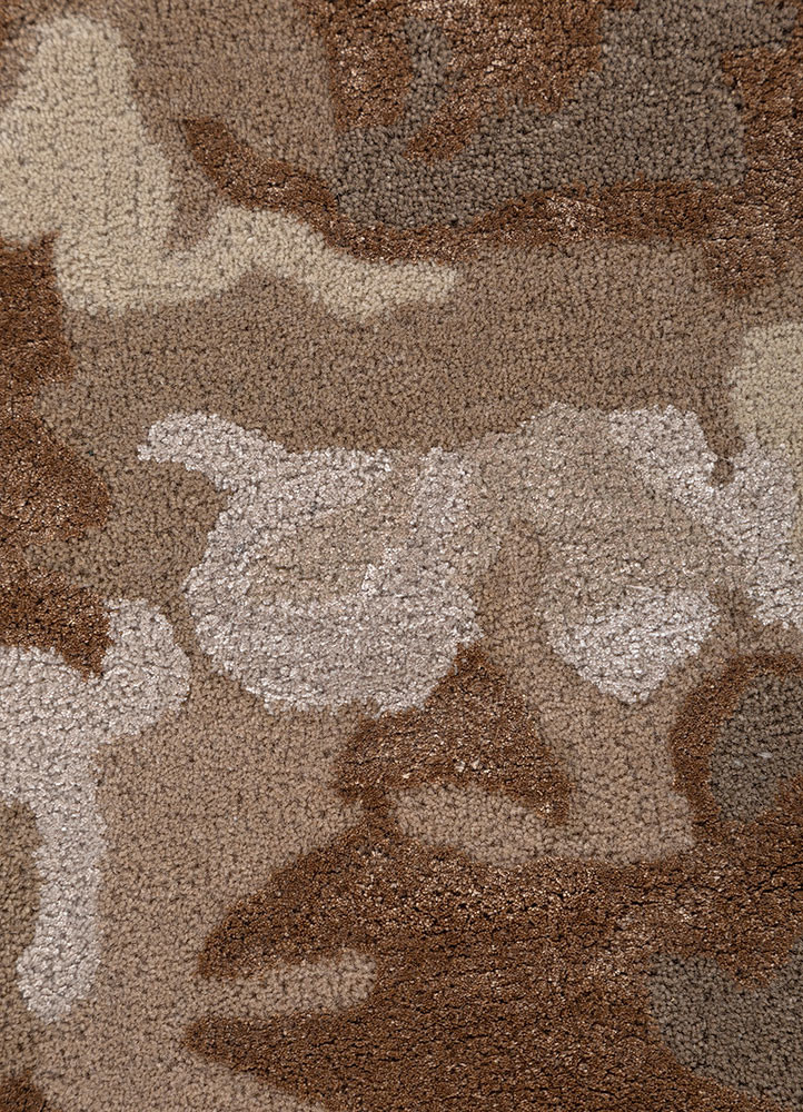 white noise beige and brown wool and viscose hand tufted Rug - CloseUp
