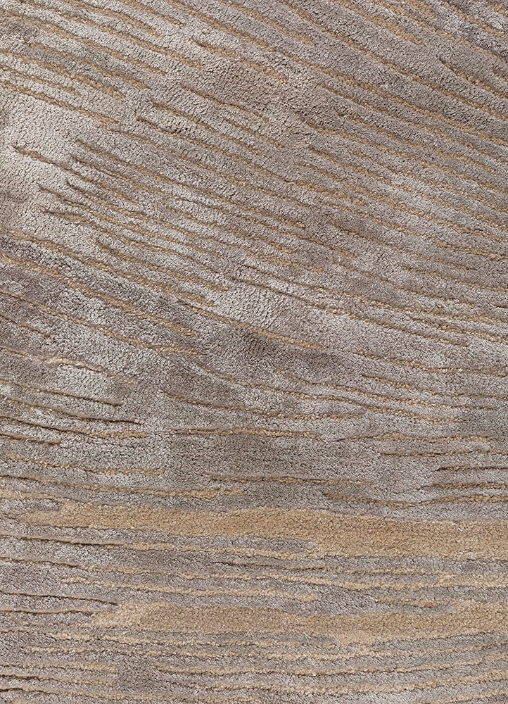 lucid beige and brown wool and viscose hand tufted Rug - CloseUp