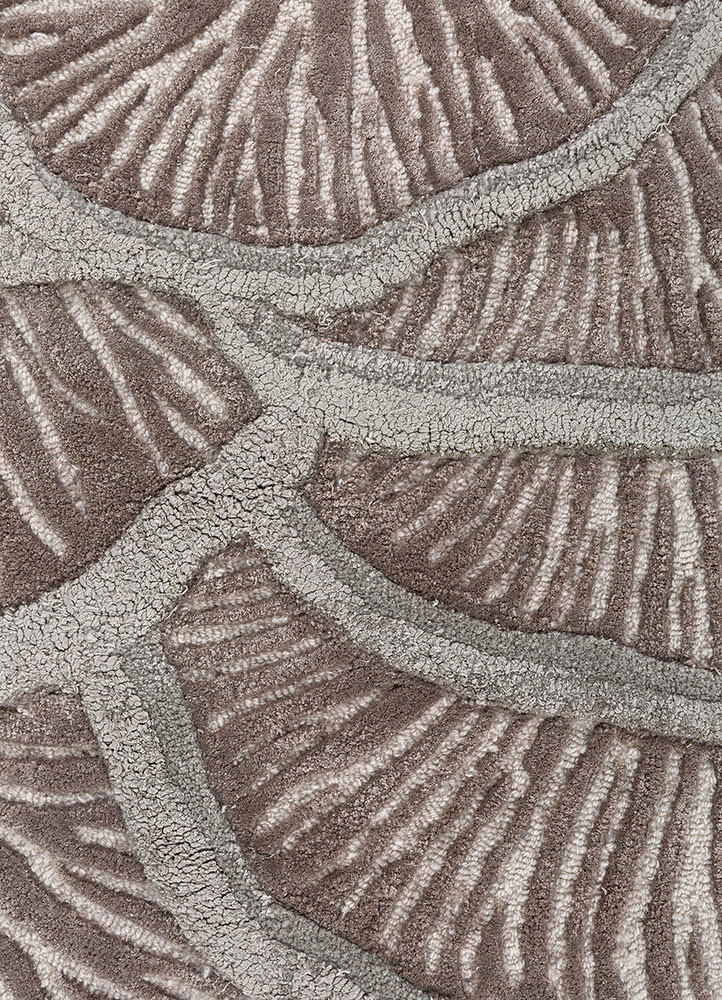 aurelia beige and brown wool and viscose hand tufted Rug - CloseUp