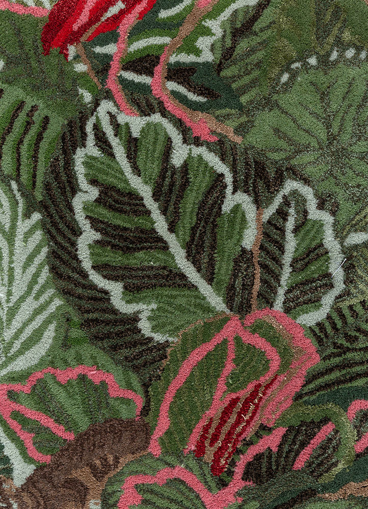 hacienda green wool and viscose hand tufted Rug - CloseUp
