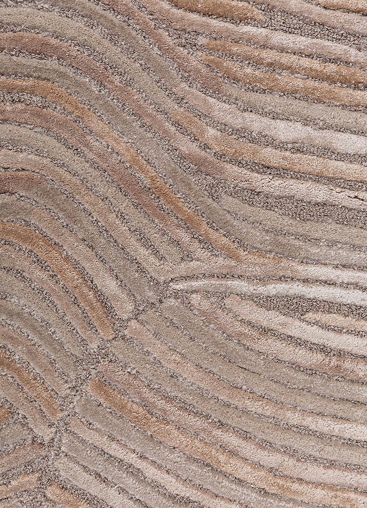 lucid beige and brown wool and viscose hand tufted Rug - CloseUp lucid beige and brown wool and viscose hand tufted Rug - CloseUp