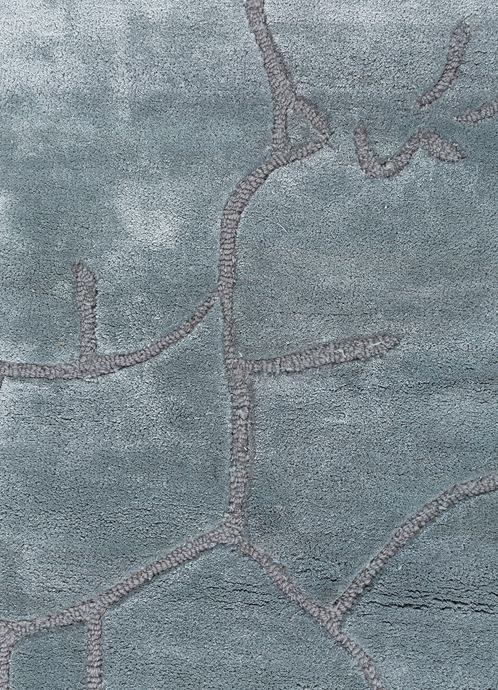 pathways blue wool and viscose hand tufted Rug - CloseUp pathways blue wool and viscose hand tufted Rug - CloseUp
