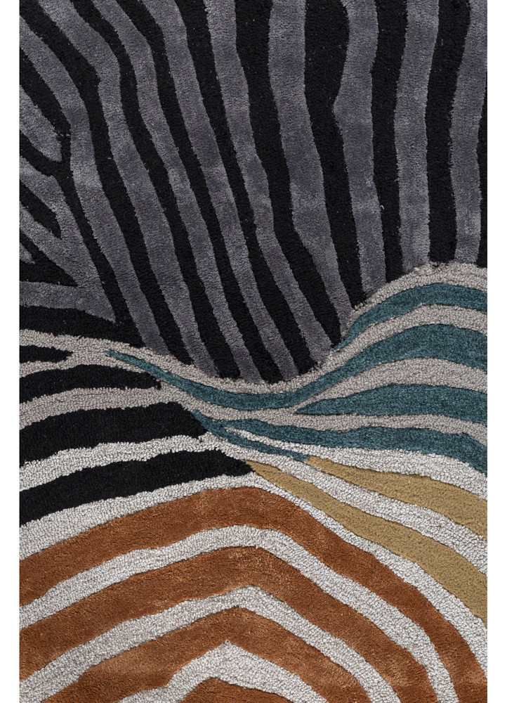 caliedo grey and black wool and viscose hand tufted Rug - CloseUp caliedo grey and black wool and viscose hand tufted Rug - CloseUp