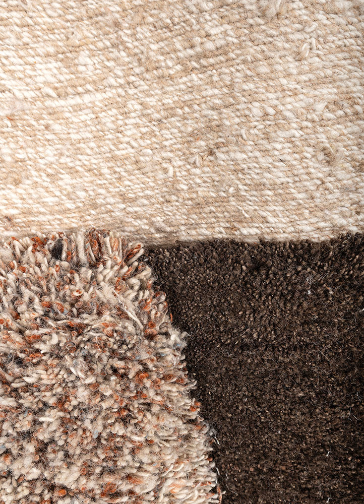 wall installation beige and brown wool hand knotted WALL ART & TAPESTRY - CloseUp
