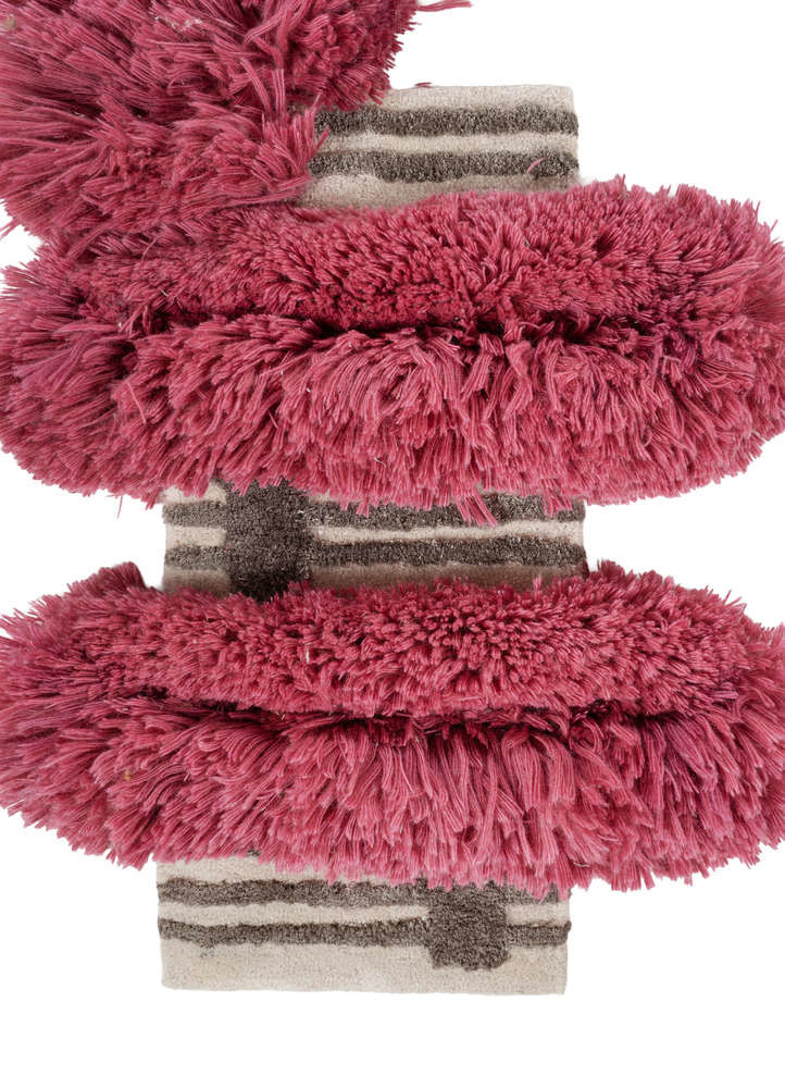 exposed spine red and orange wool and viscose hand tufted WALL ART & TAPESTRY - CloseUp exposed spine red and orange wool and viscose hand tufted WALL ART & TAPESTRY - CloseUp