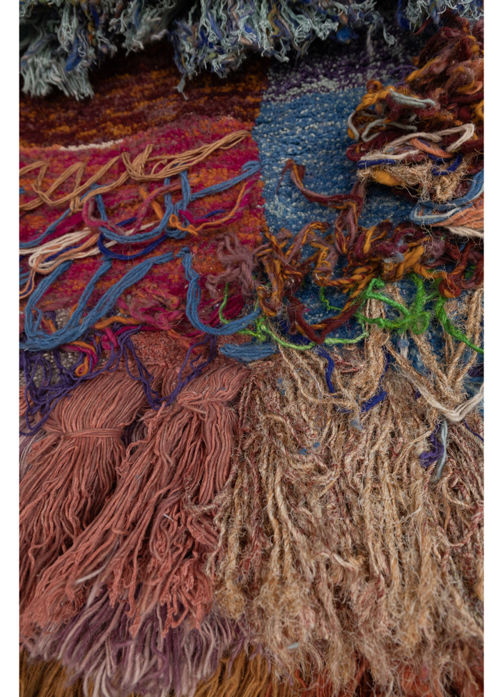 wall installation blue wool and bamboo silk hand knotted WALL ART & TAPESTRY - CloseUp wall installation blue wool and bamboo silk hand knotted WALL ART & TAPESTRY - CloseUp