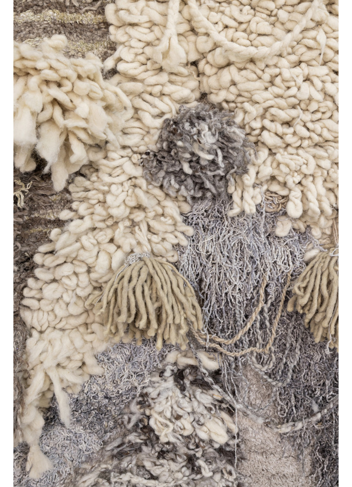 wall installation beige and brown wool and bamboo silk hand knotted WALL ART & TAPESTRY - CloseUp wall installation beige and brown wool and bamboo silk hand knotted WALL ART & TAPESTRY - CloseUp
