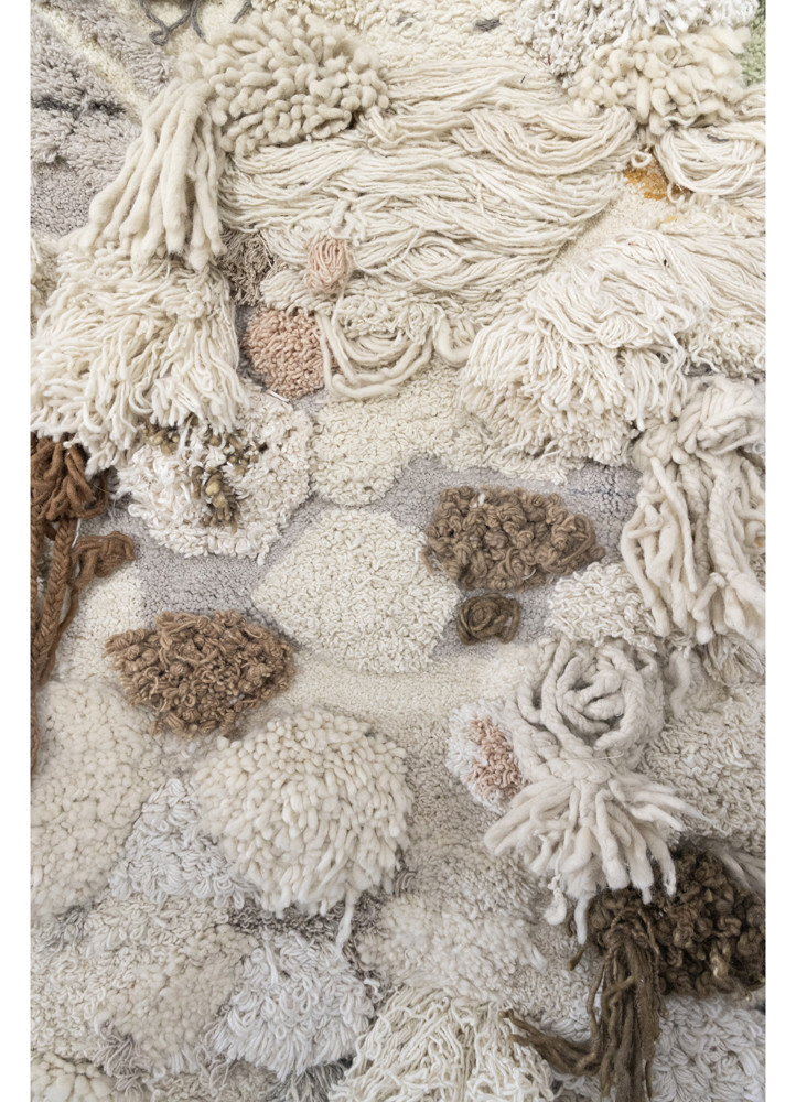 wall installation ivory wool and bamboo silk hand knotted WALL ART & TAPESTRY - CloseUp wall installation ivory wool and bamboo silk hand knotted WALL ART & TAPESTRY - CloseUp