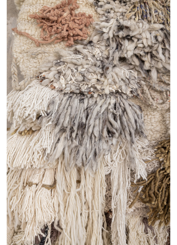 wall installation ivory wool and bamboo silk hand knotted WALL ART & TAPESTRY - CloseUp wall installation ivory wool and bamboo silk hand knotted WALL ART & TAPESTRY - CloseUp