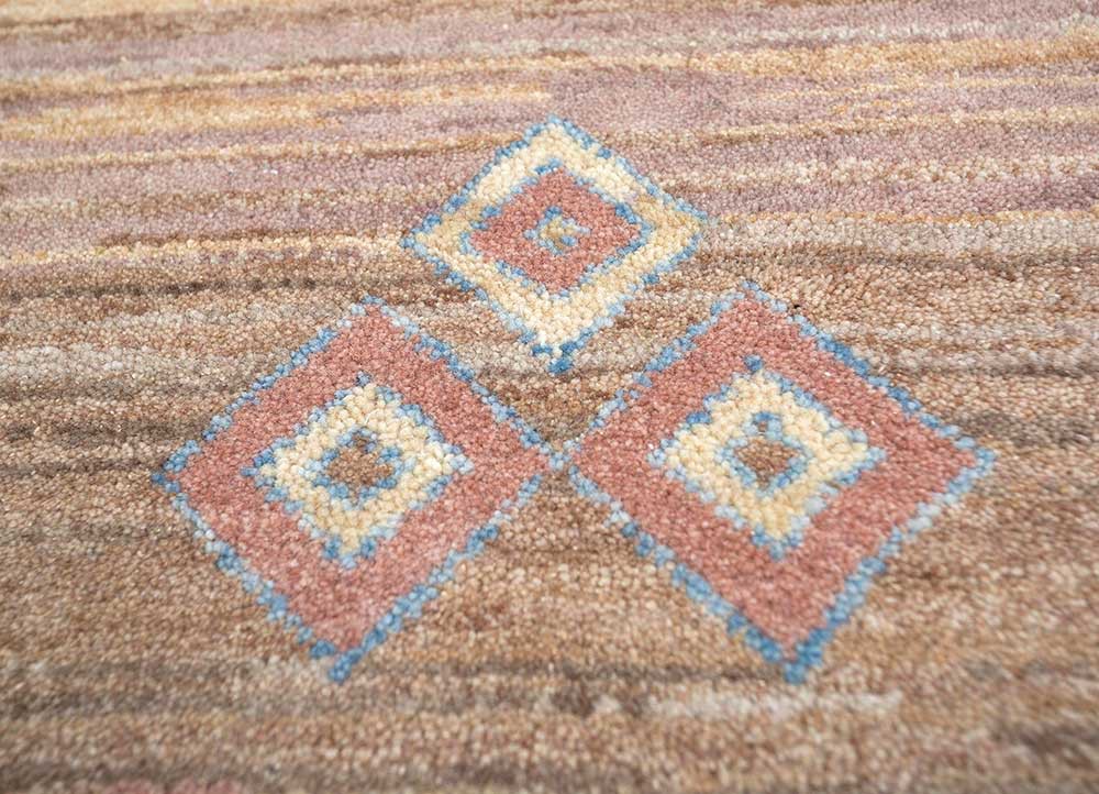 manchaha red and orange wool and silk hand knotted Rug - CloseUp