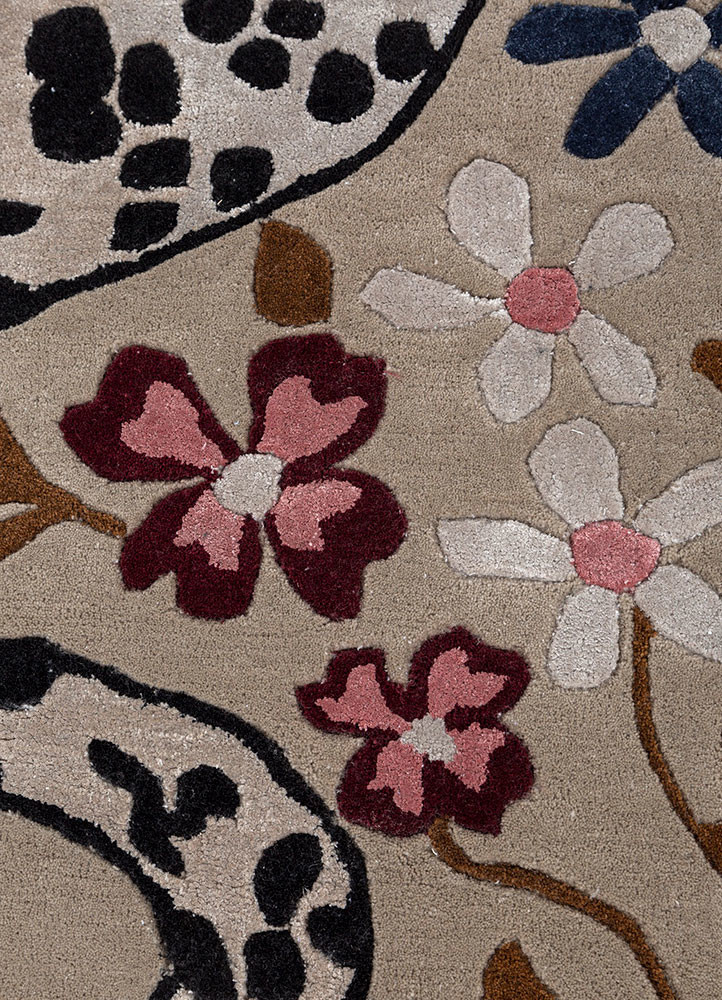 wild wanderlust beige and brown wool and viscose hand tufted Rug - CloseUp wild wanderlust beige and brown wool and viscose hand tufted Rug - CloseUp