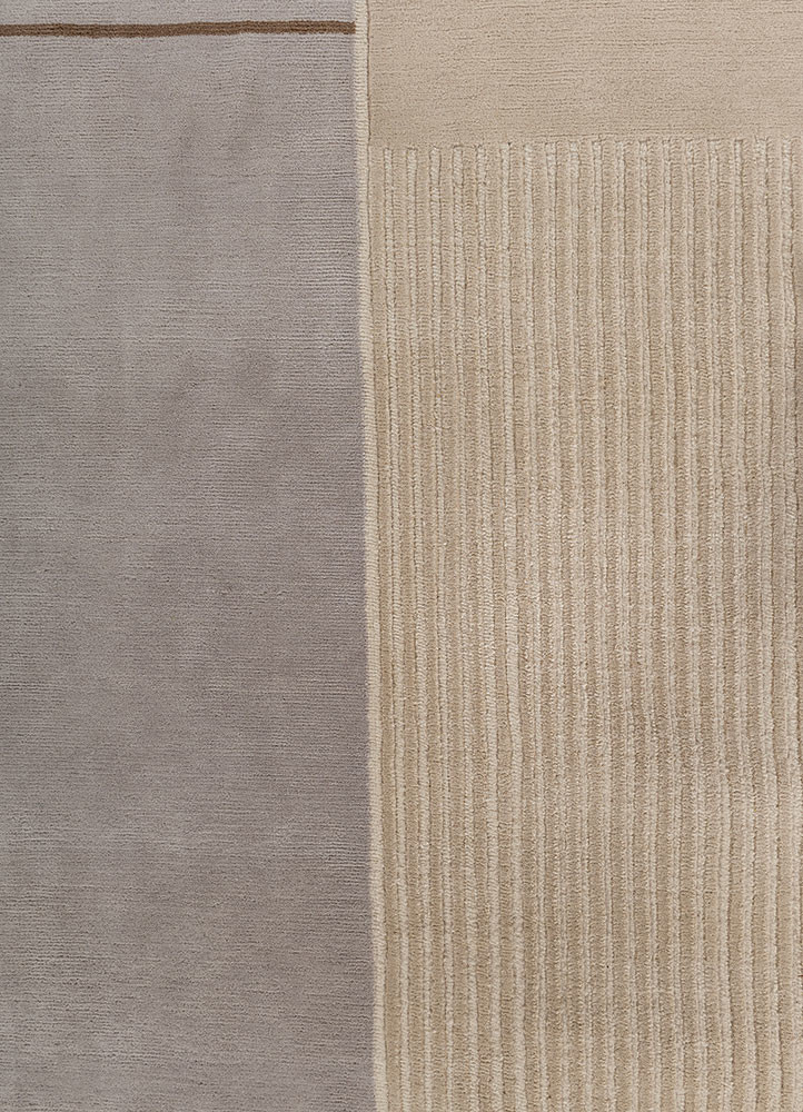 sthir grey and black wool hand knotted Rug - CloseUp