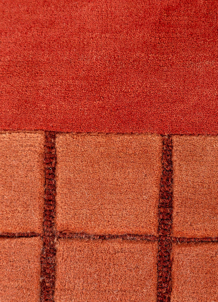 sthir red and orange wool hand knotted Rug - CloseUp sthir red and orange wool hand knotted Rug - CloseUp