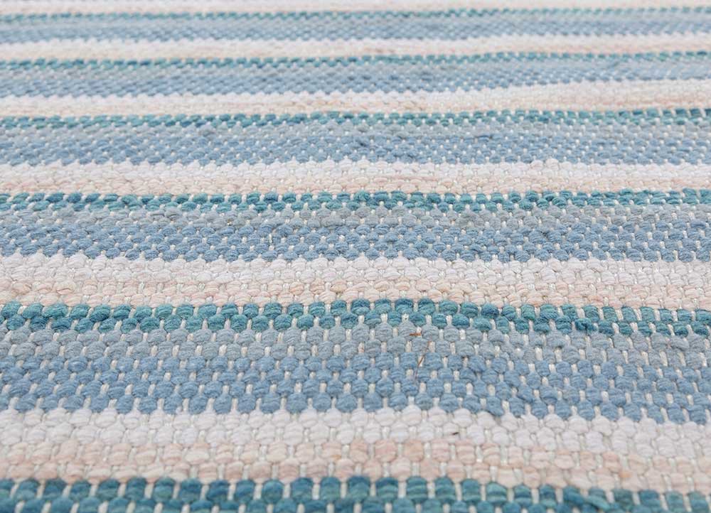 abrash blue polyester flat weaves Rug - CloseUp