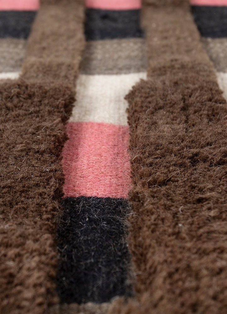 indusbar beige and brown wool flat weaves Rug - CloseUp indusbar beige and brown wool flat weaves Rug - CloseUp