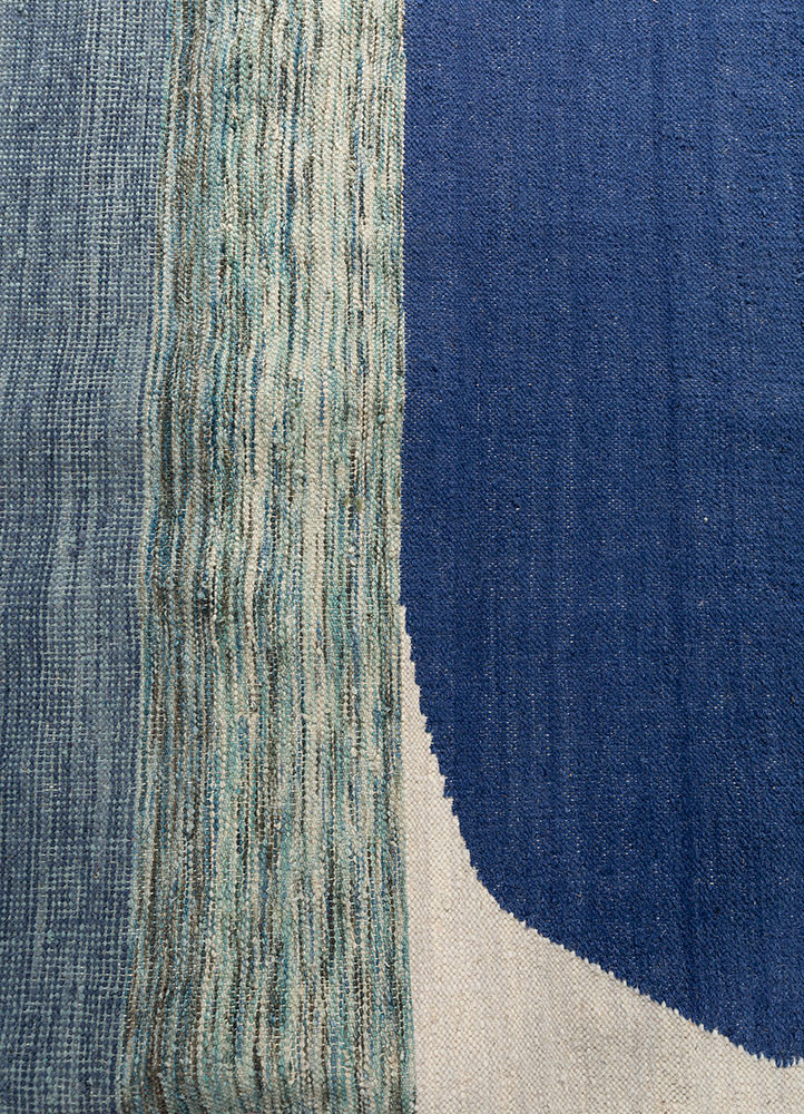 indusbar blue wool flat weaves Rug - CloseUp indusbar blue wool flat weaves Rug - CloseUp