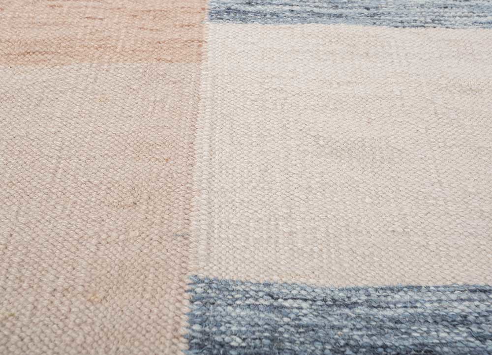 checkers red and orange wool flat weaves Rug - CloseUp