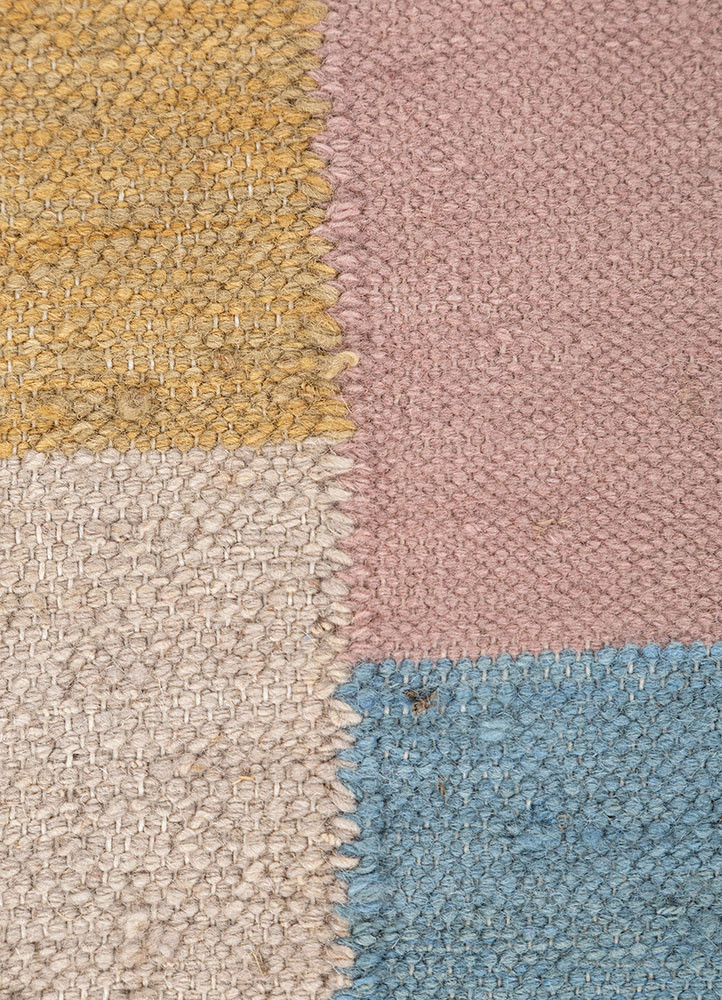 checkers ivory wool flat weaves Rug - CloseUp