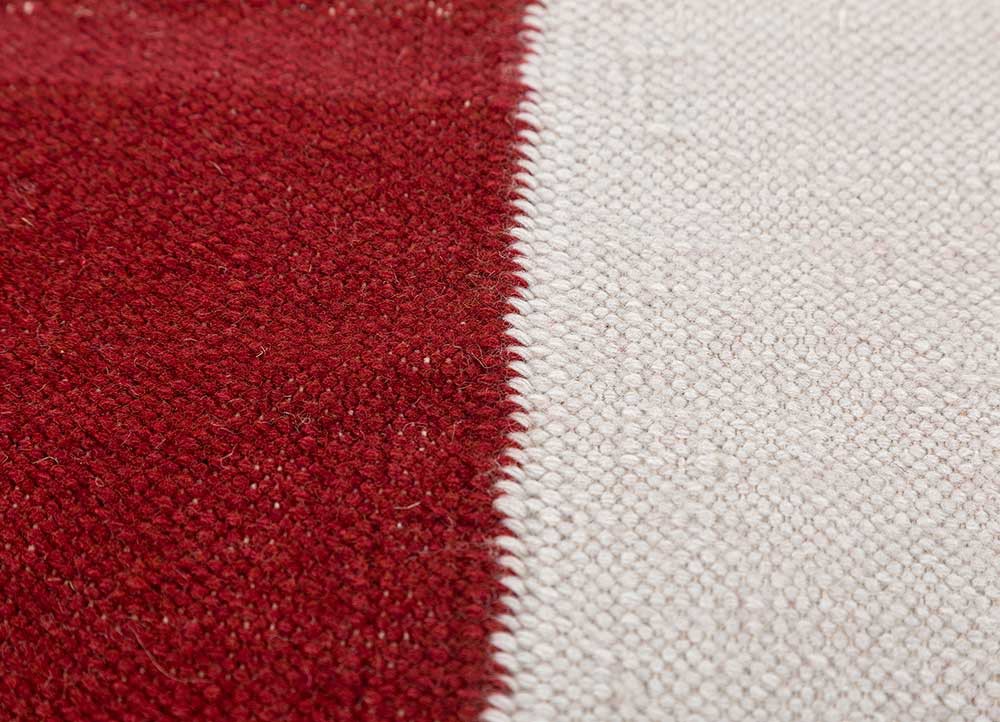 checkers ivory wool flat weaves Rug - CloseUp