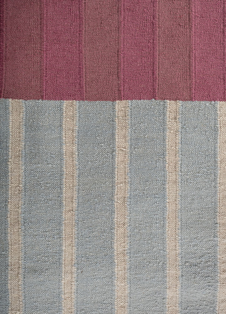 checkers blue wool flat weaves Rug - CloseUp