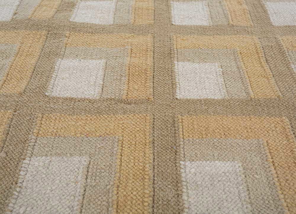 checkers gold wool flat weaves Rug - CloseUp checkers gold wool flat weaves Rug - CloseUp