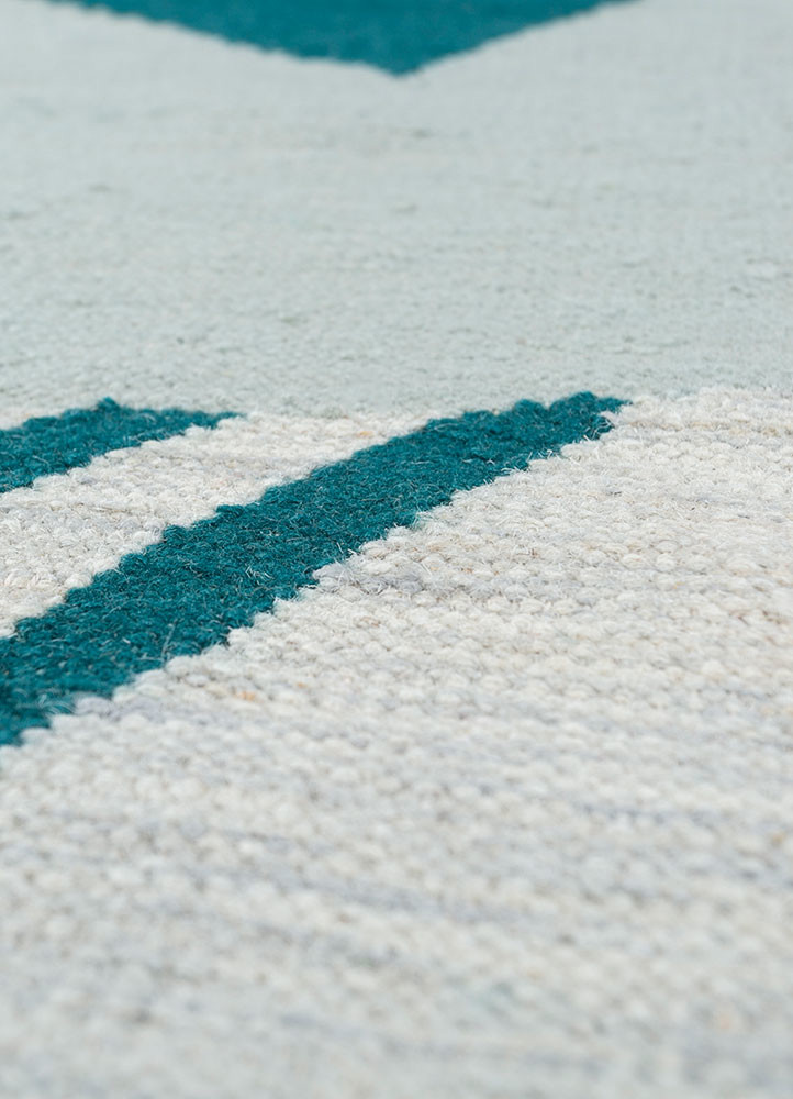 checkers blue wool flat weaves Rug - CloseUp checkers blue wool flat weaves Rug - CloseUp