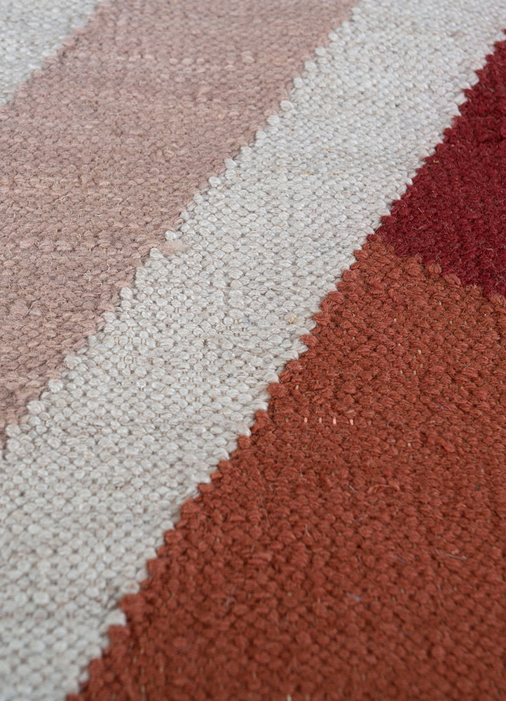 checkers pink and purple wool flat weaves Rug - CloseUp