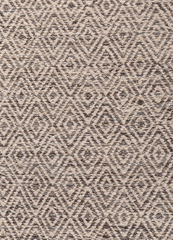 abrash beige and brown wool flat weaves Rug - CloseUp