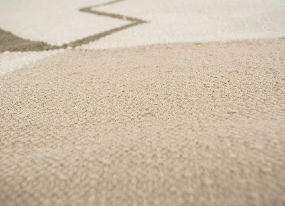 checkers ivory wool flat weaves Rug - CloseUp