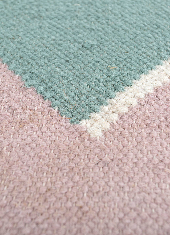 checkers ivory wool flat weaves Rug - CloseUp