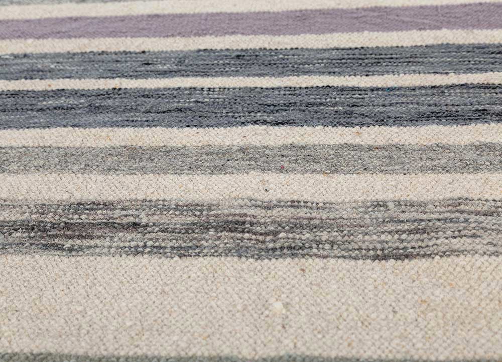 indusbar grey and black wool flat weaves Rug - CloseUp