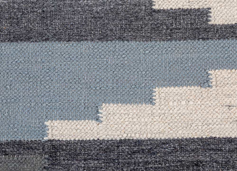 bedouin blue wool flat weaves Rug - CloseUp