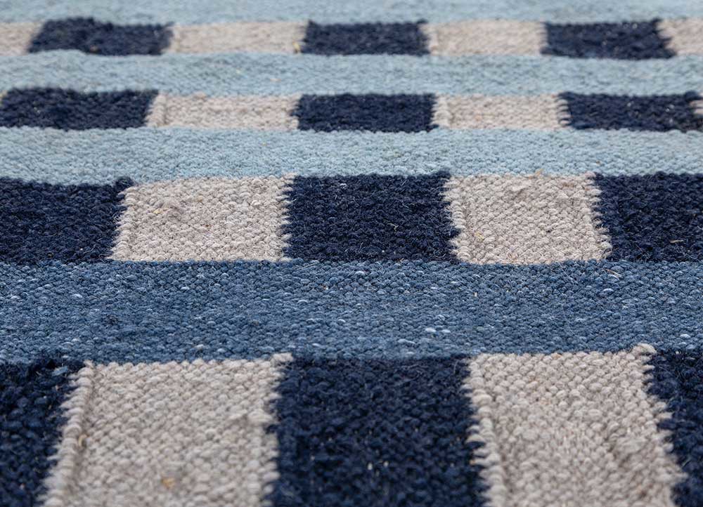 alhambra blue wool flat weaves Rug - CloseUp alhambra blue wool flat weaves Rug - CloseUp