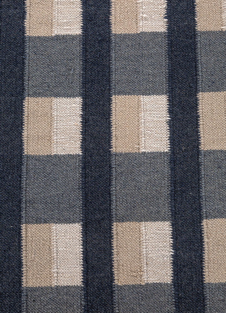 alhambra blue wool flat weaves Rug - CloseUp